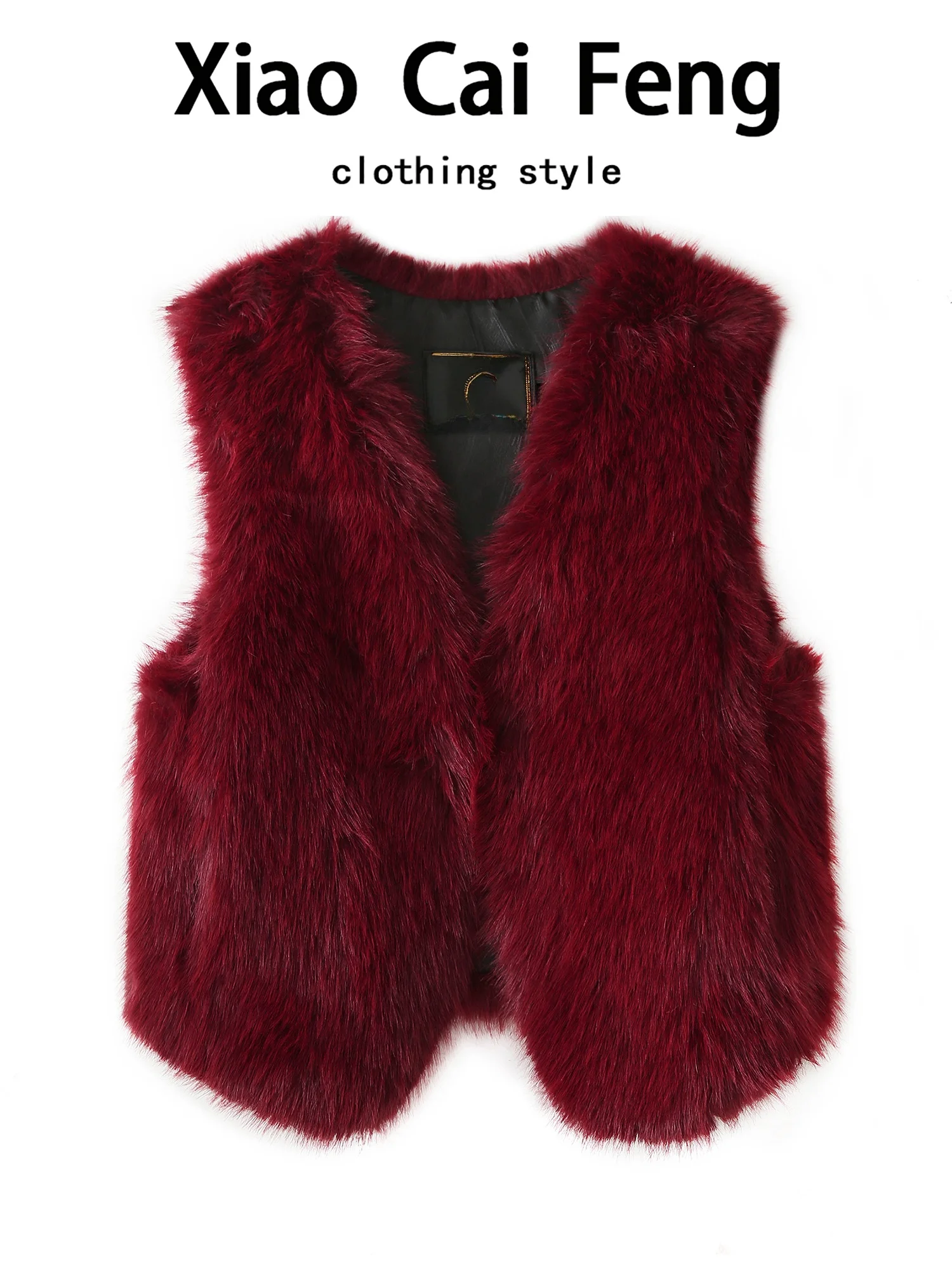 Women's  Fur Vest Jacket Warmth Layering Style Short Length V-Neck Thickened Standard Fit Elegant Fashion Winter Coat