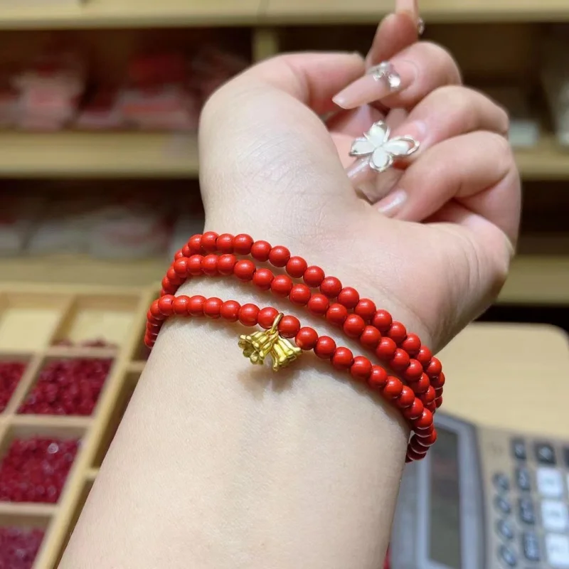 

Red Sand Lily Three-Circle Bracelet, Bead Diameter about 4mm