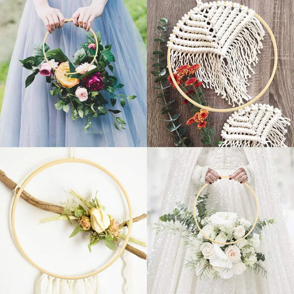 5/10pcs Bamboo Circle Ring Flower Wreath DIY Catcher Macrame Embroidery Hoop Garden Plant Wedding Party Decoration Home Decor