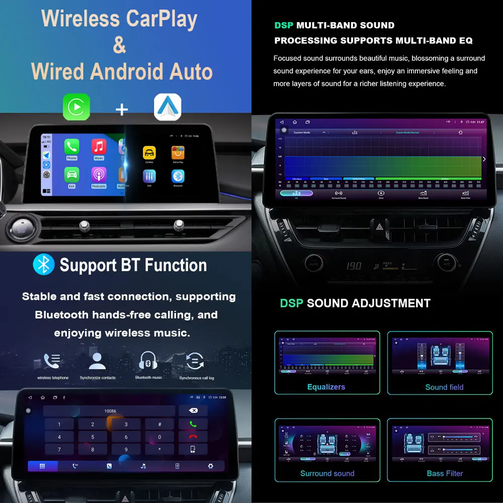 Car Audio Video Multimedia Player Wireless Carplay for Honda Odyssey 2022 DSP Stereo GPS Navigation No 2 din Cooling fan WIFI+BT