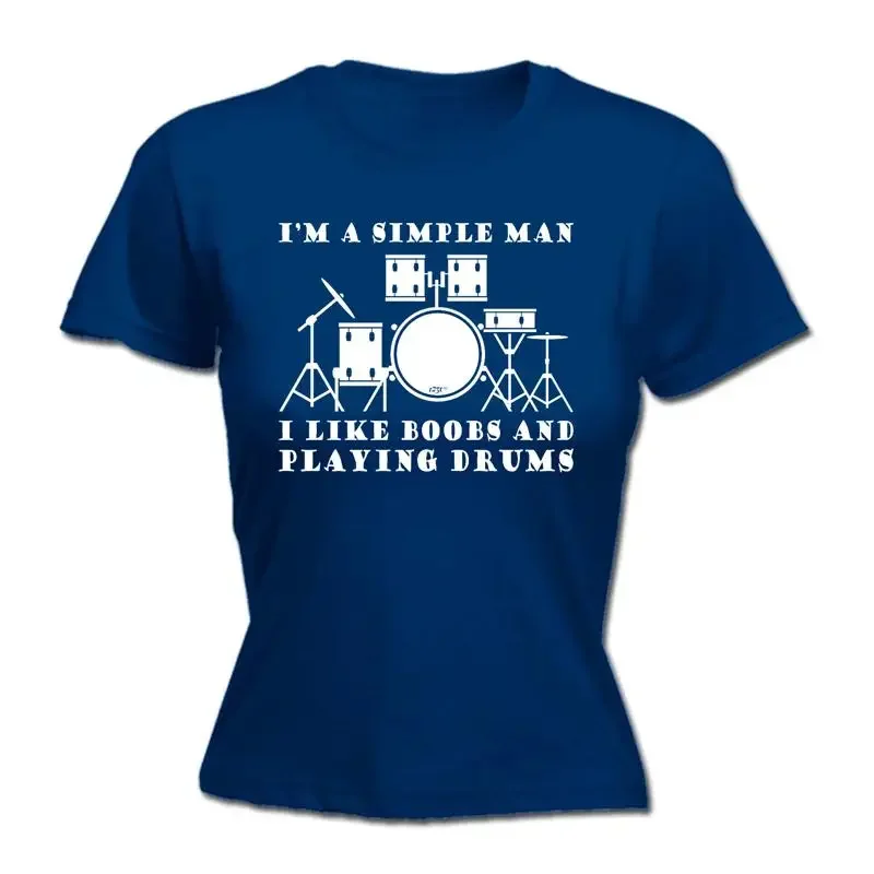 I'M Simple B Playing Drums Music Womens T Shirt Funny Novelty