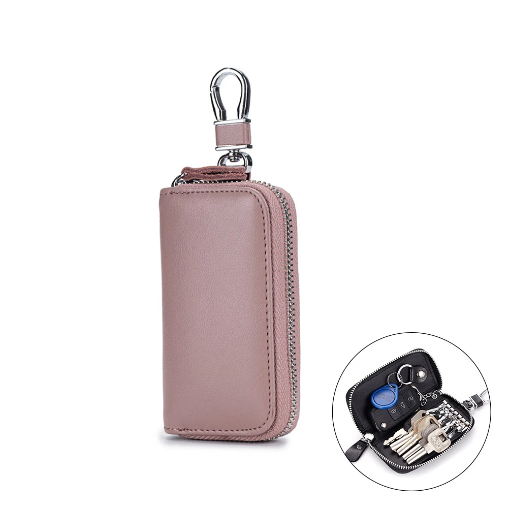 Genuine Leather Keychain Men Women Key Holder Organizer Pouch Cow Split Car Key Wallet Housekeeper Key Case Mini Card Bag