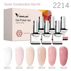 Venalisa Quick Construction Gel Unha Polonês Kit, Manter o Nail C Arc Soak Off, LED UV, Semi Permanente, Jelly Color, Verniz Gel, 6pcs por conjunto