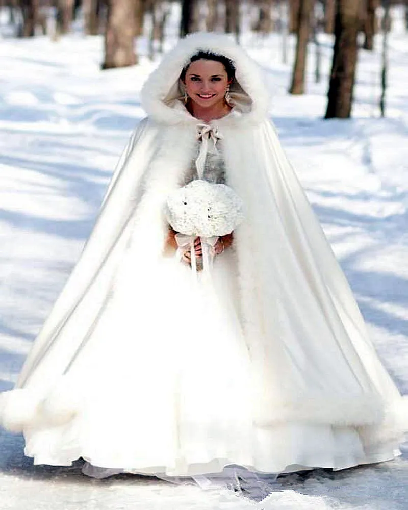 Cape à Capuche pour Patients d'Hiver, Manteau Court en Fausse Fourrure, Châle pour Mariage