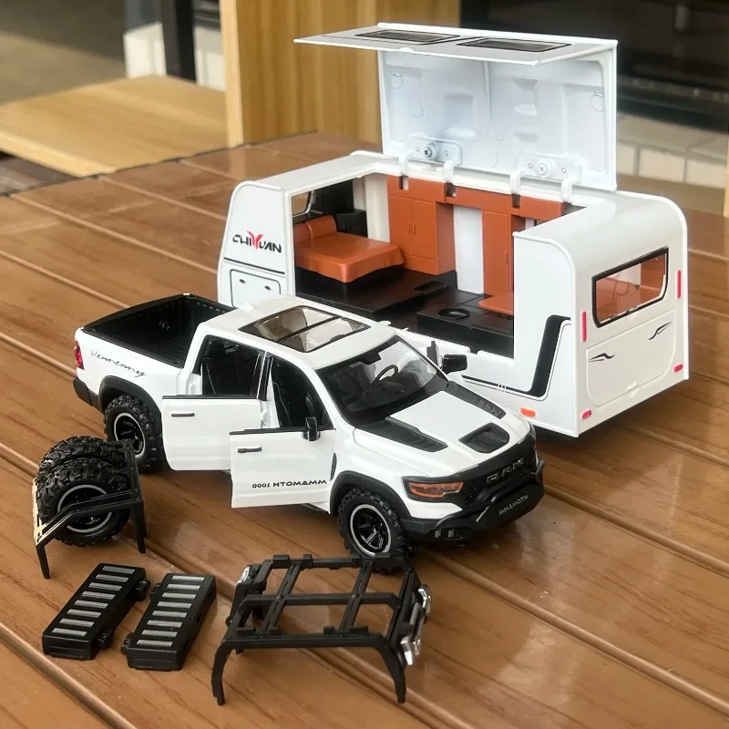 1:32 DODGE Mammoth 1000 TRX Camping RV Car Off Road Vehicle Alloy Diecast Model Car Miniature Mini GT Collections Hobby Birthday