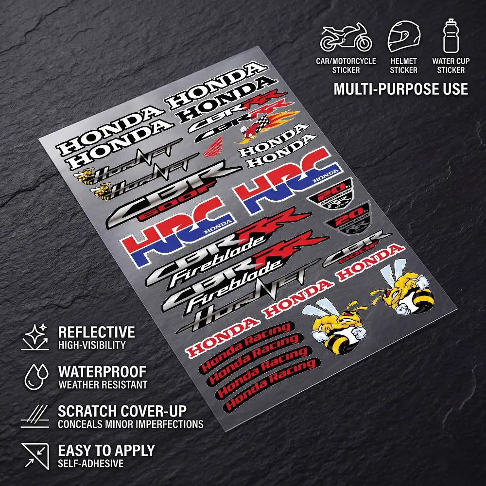 FÜR HONDA Wasserdichter, reflektierender Kratzschutzaufkleber, universeller Dekoraufkleber für Auto, Motorrad, Helm, Kühlschrank