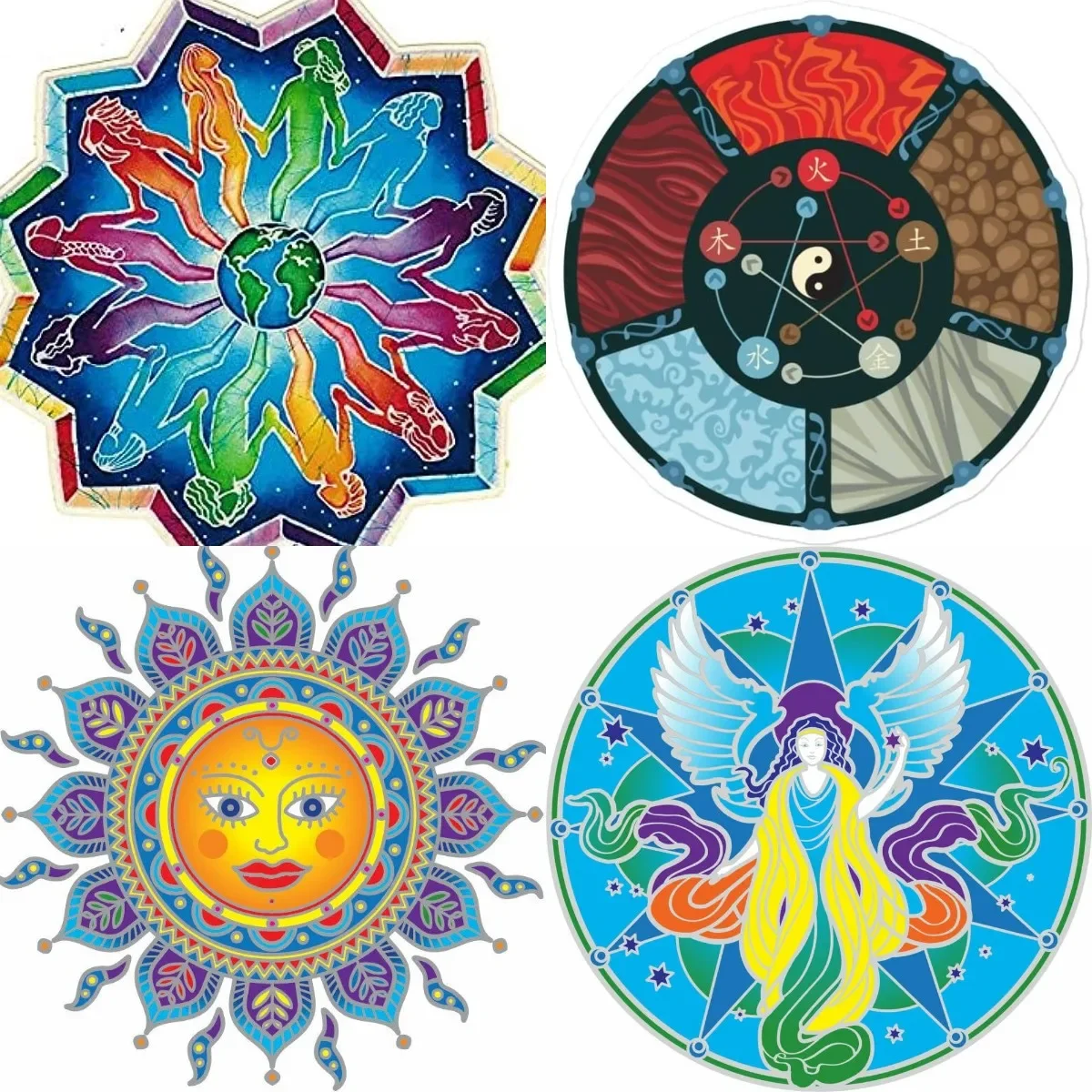 

Golden Sun Sunseal Guardian Angel Mandala Window Sticker Decal Stained Glass Car Bumper Door Art Car Bumper