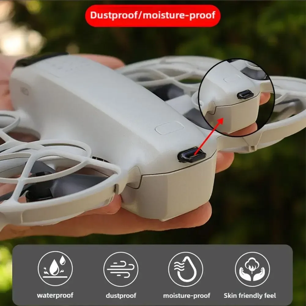 For DJI Neo Battery Port Dust Plug With Lanyard Handheld Drone Silicone Charging Port Dust And Moisture Protection Cover Accesso