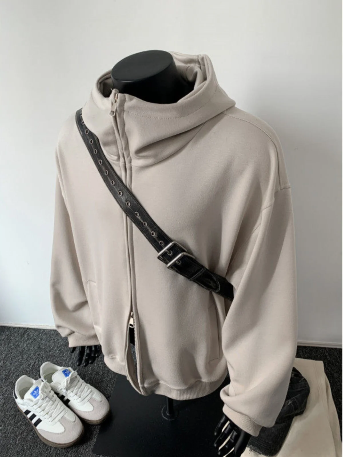 

Мужская модная зимняя толстовка-кардиган Cleanfit American Style с капюшоном, высоким воротником и флисовой подкладкой, утепленная