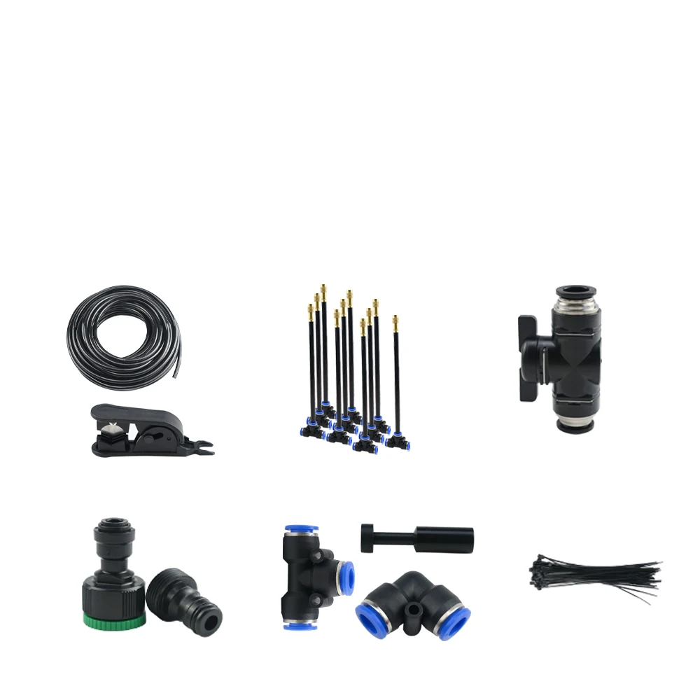 8mm Quick-Install Misting Nozzle Set for Patio & Garden Irrigation - 360° Rotatable with 5-30M Spray Reach