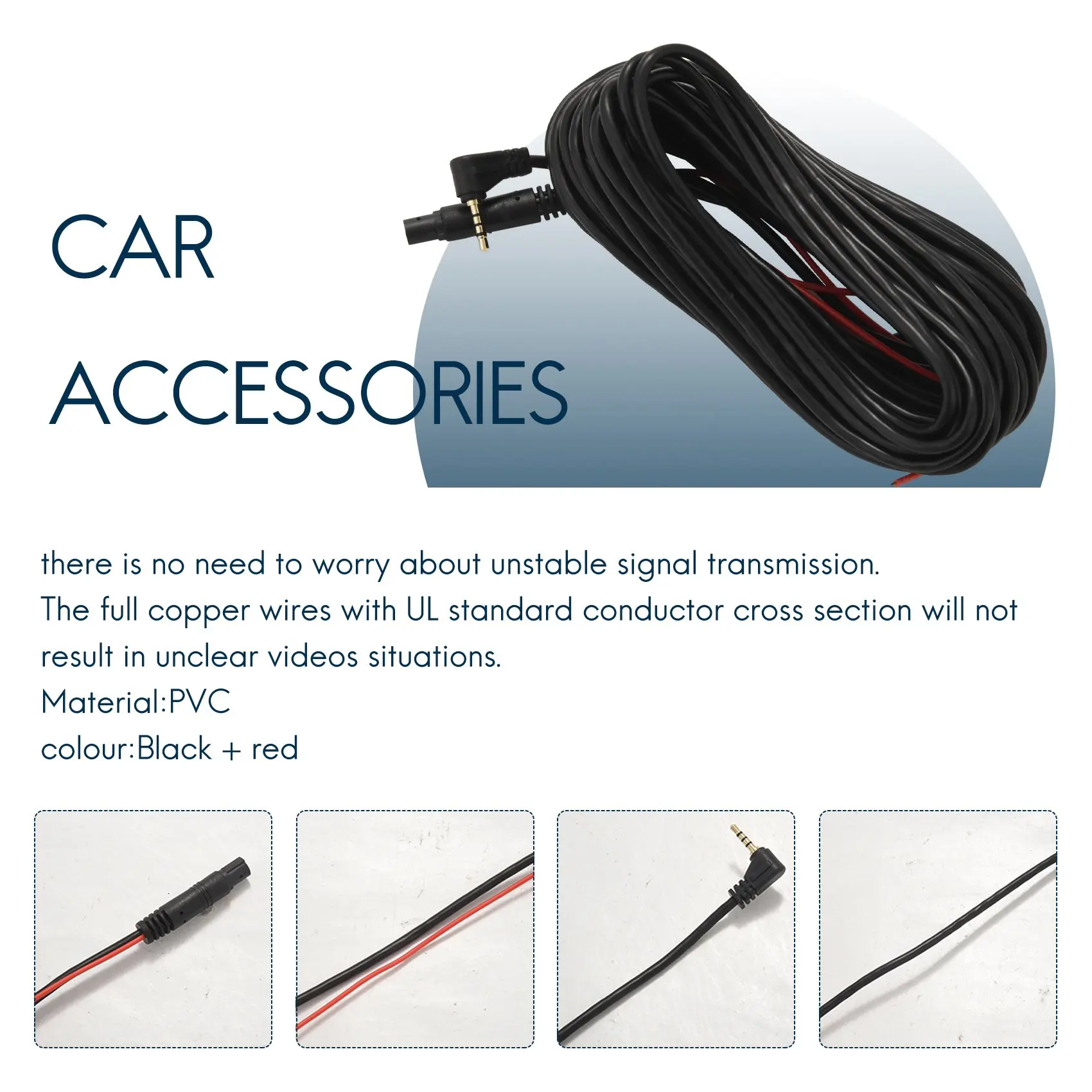 Longo Rear Lens Extension Cable para Condução Recorder, Gps Rear View Camera, 5 Pin, 5 Hole, 9 Meter Long Line