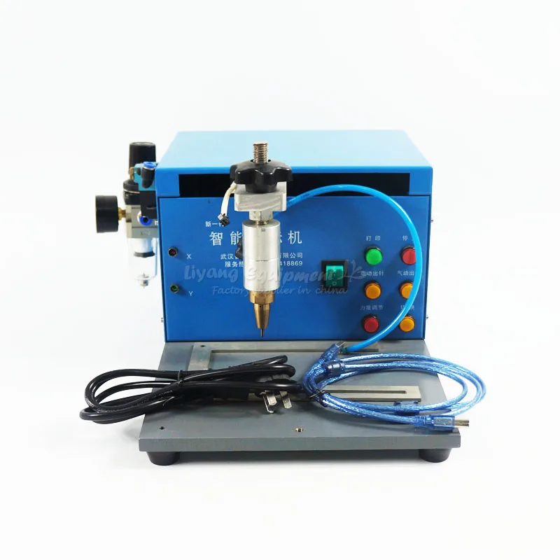 Metal Nameplate Marking Machine 2in1 Intelligent Pneumatic & Electric 170x110 mm Steel Car Frame Marker Dot Pen Carving Tools