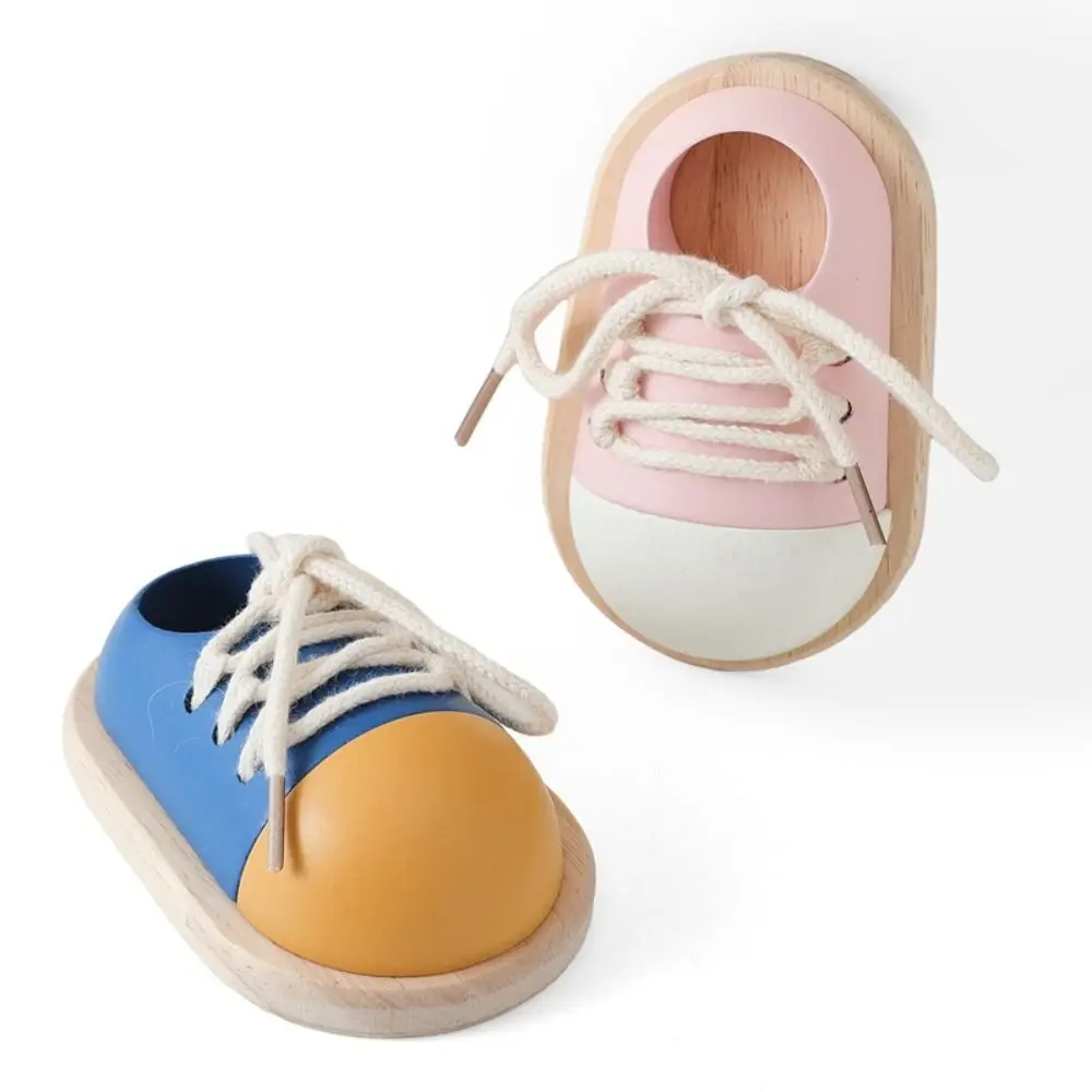 ارتداء أربطة الحذاء رباط الحذاء خيوط لعبة مونتيسوري الحياة مهارة تعلم ربط لعبة التدريب العملي على القدرة الخشبية لعبة تعليمية مبكرة