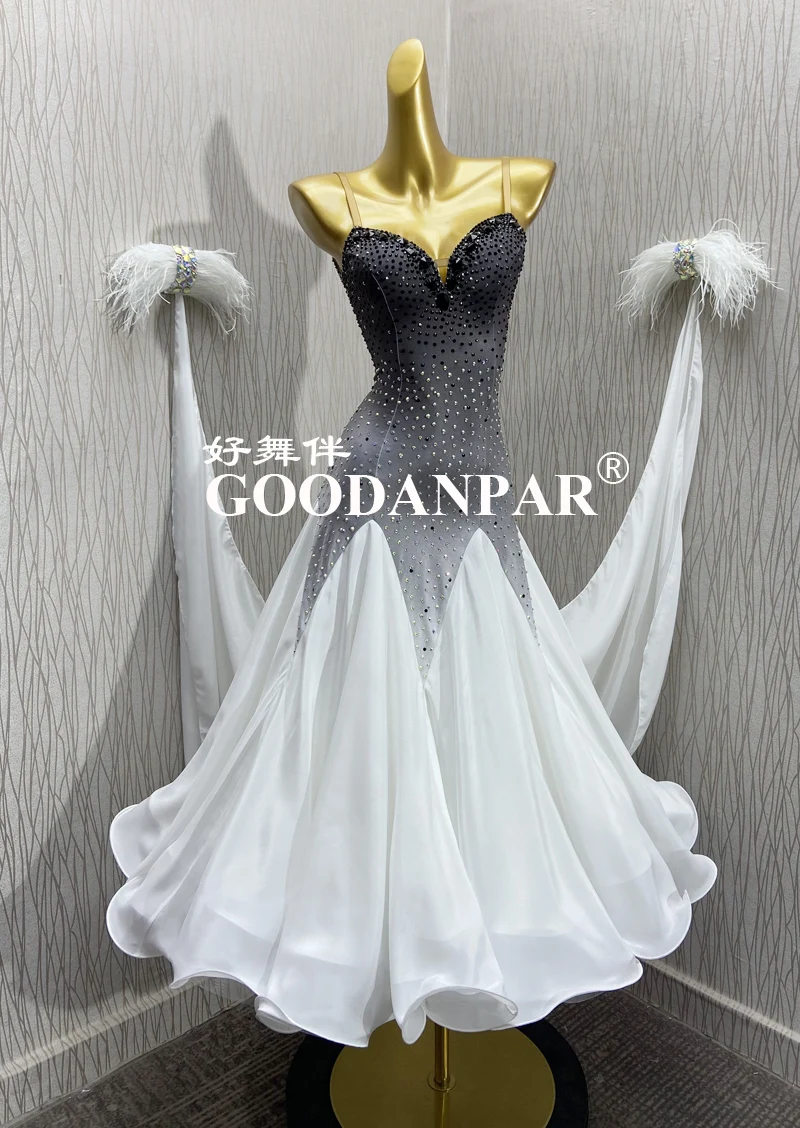 Standard Dance Dress ballroom dance dress  ballroom dress for Competition modern dance Costume gray gradient GOODANPAR