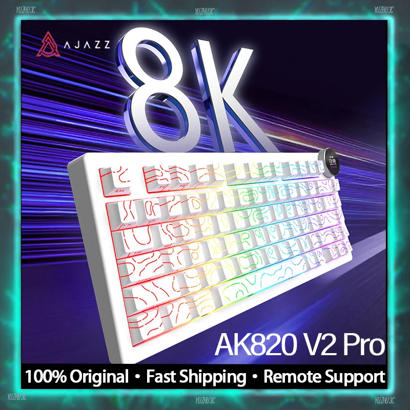 

AJAZZ AK820 V2 Pro Wireless Mechanical Keyboard Dual 8kHz Polling Rate Dynamic RGB 2.4G BT Wireless with Smart Display