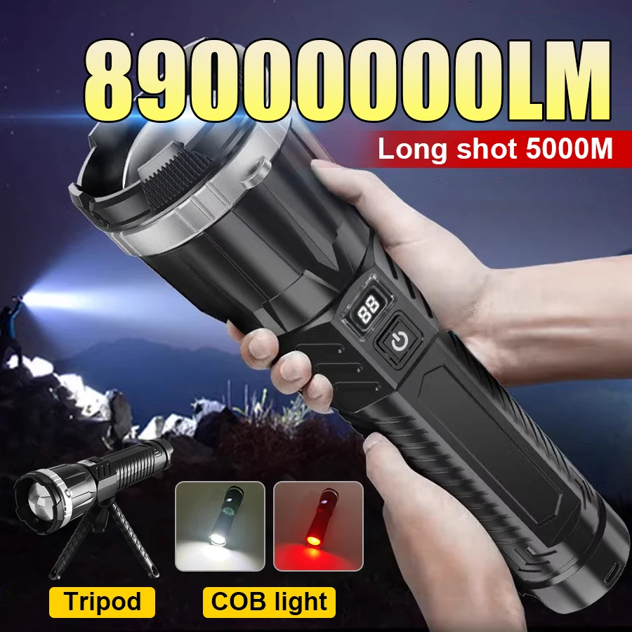

89000000LM Мощный Многофункциональный Фонарик COB Light USB Перезаряжаемый Сильный Свет Тактический Фонарик Открытый Кемпинг Рыбалка