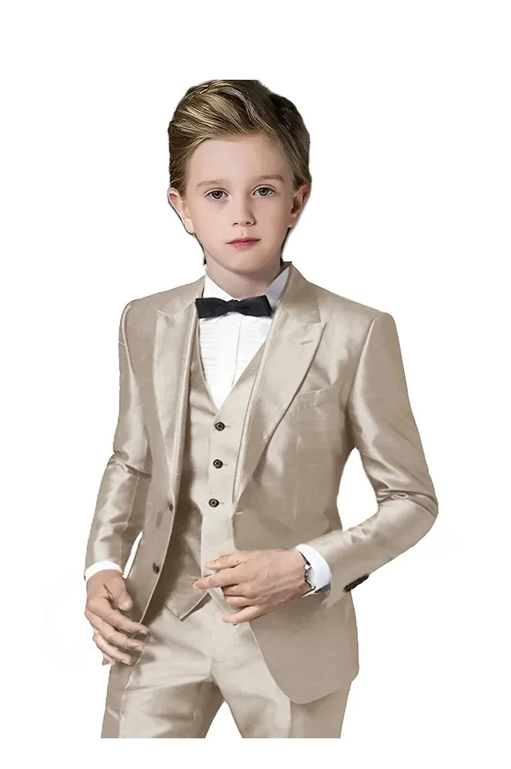 

Suit for Kids Boys Champagne Wedding Satin Tuxedo Suit Set Slim Fit Formal Suit Birthday Party Suit 3-16 Years