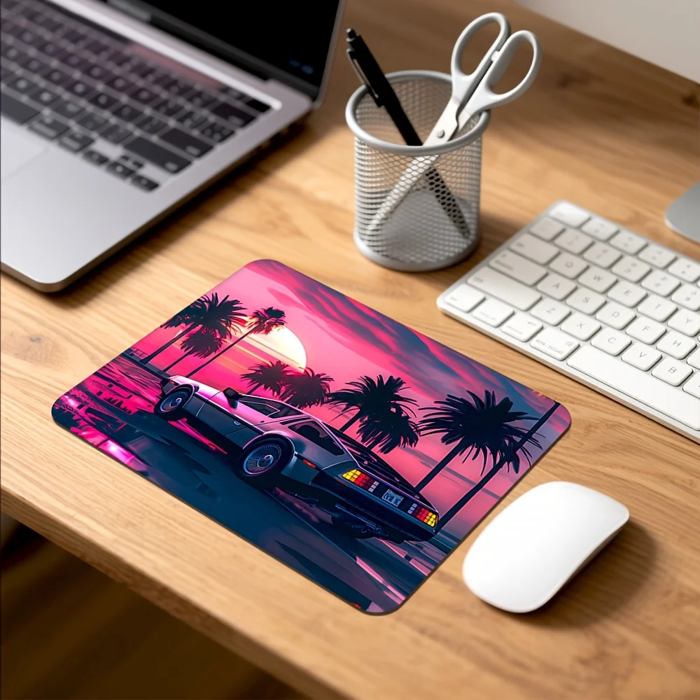 Vintage Sports Car Sunset Rubber Mouse Pad Non Slip Professional Gaming Desk Mat for Office Desktop Setup