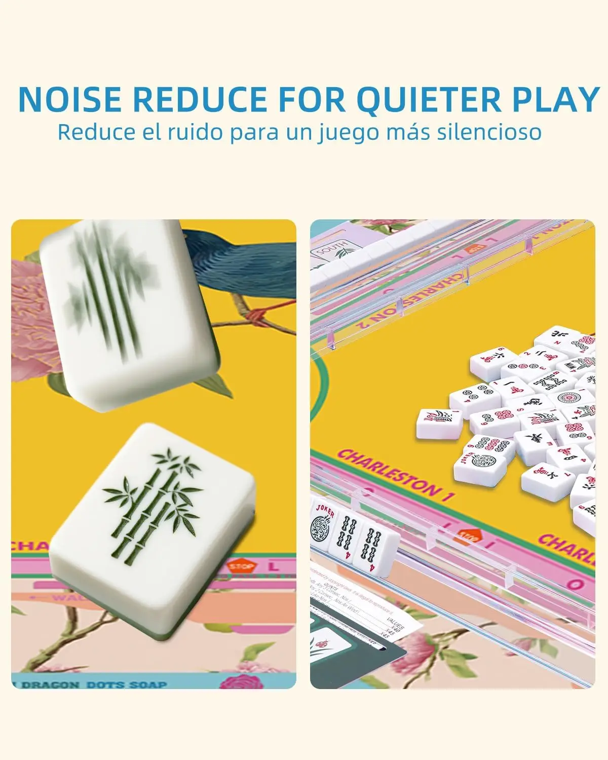 80cm Bird Floral Mahjong Table Mat Noise‑Reducing Mahjong Table Cover Poker Dominoes Tile Game Board Game Family Party