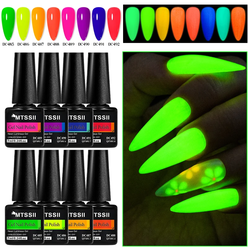 Fluorescent Neon Luminous Gel Nail Polish Grow In the Dark Gel Semi Permanent Soak Off UV Gel Varnish Design DIY Nail Supplies