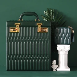 Leather Jewelry Set Box with Gold-Tone Combination Lockable 5 Tiers Large Jewelry Organizer Safe Box for Gifts Anniversary