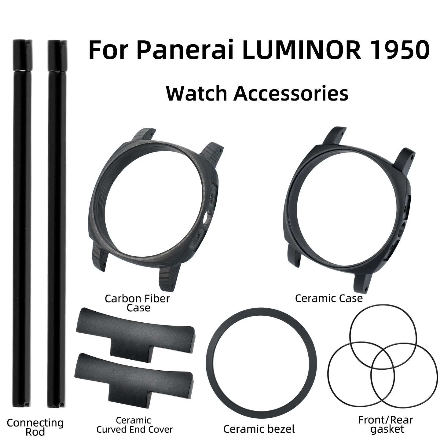 

PAM01441 One Stop Accessories Carbon Fiber Case for Panerai 1950 LUMINOR PAM438 441 440 Ceramic Bracelet Case Dial Bezel Insert