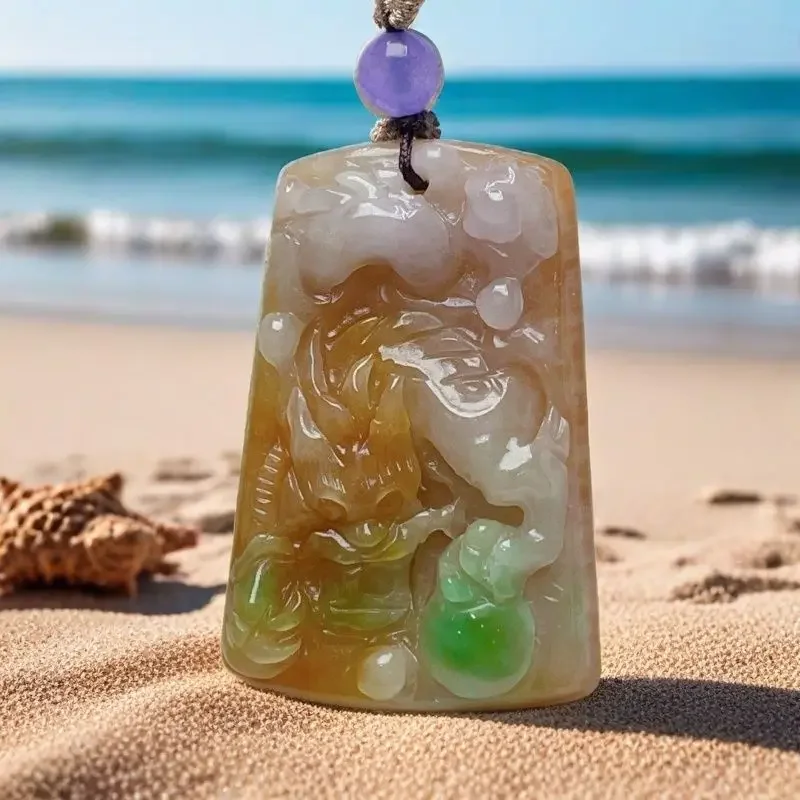 

Jade glutinous seed yellow jade floating green dragon brand no matter brand jade pendant new genuine hand-carved to send friends