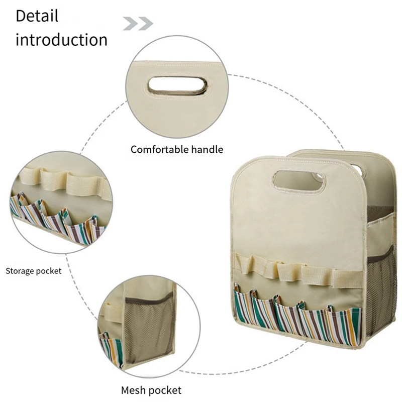 Sac à outils de jardin en tissu Oxford, trousse à outils de jardinage, portable, multi-poches, sac de rangement, facile à utiliser