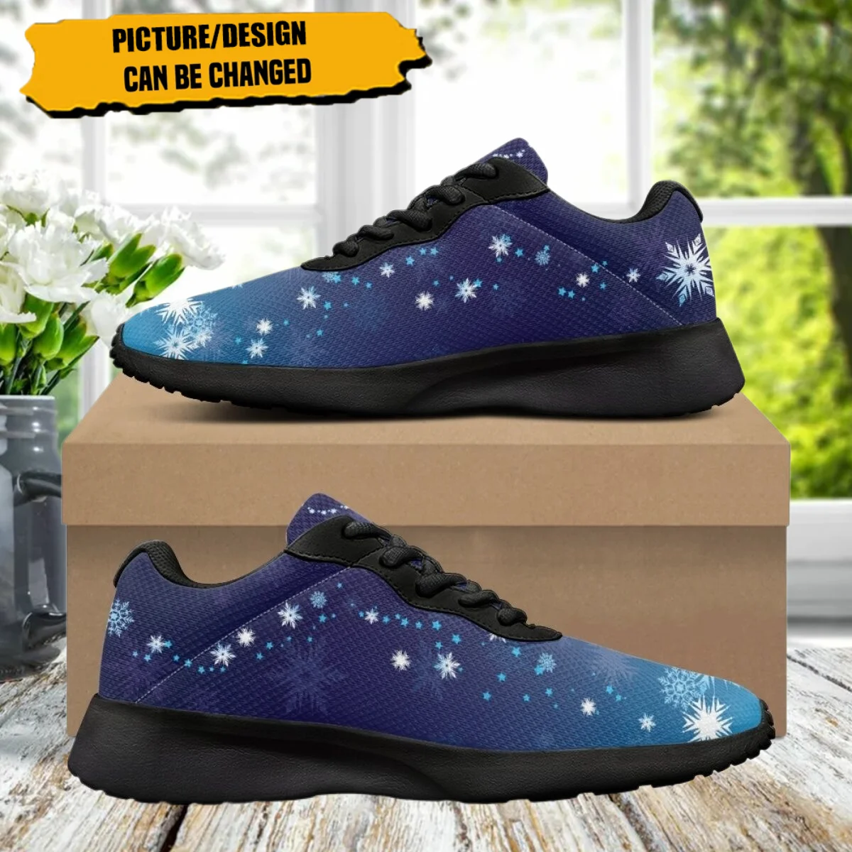 Fashion Snowflake Pattern Women's Fashion Soft Sneaker Wear-resistant Outdoor Casual Shoes Lightweight Breathable Walking Shoes