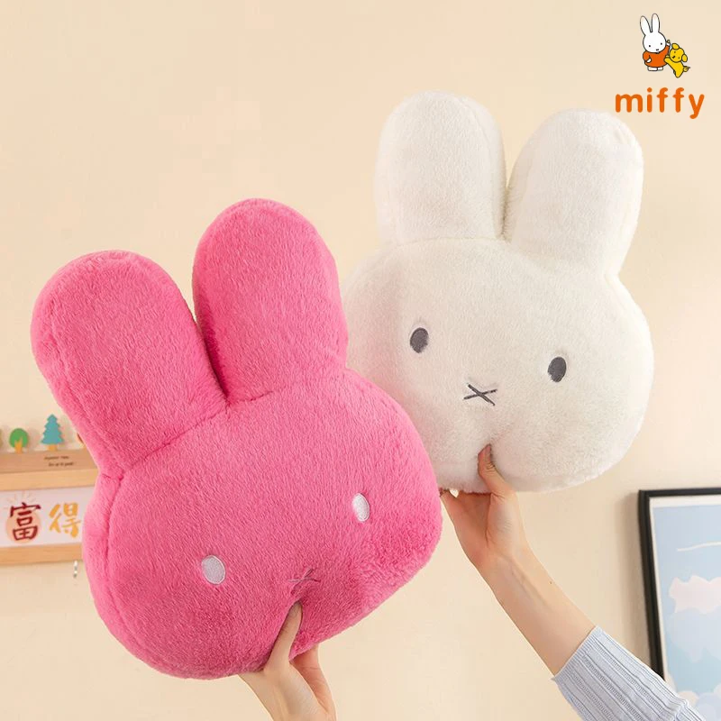 Kawaii Miffy Plüschpuppe Cartoon Weiß und Rosa Bequemes Wurfkissen Dopamin Flauschiges Stofftier Anime Zubehör Mädchen Geschenke