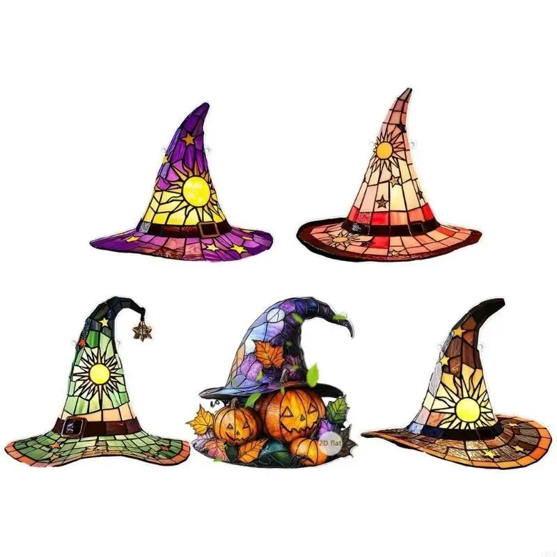 Witch Hat Stained Glass Suncatchers Window Hangings Halloween Decorations for for Window,Balconies,Yard,Window Home