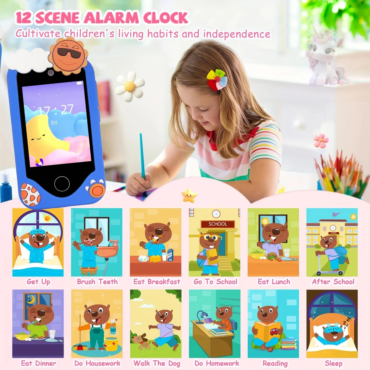 Mini-Smartphone-Spielzeug für Kinder, Smartphone, Kinderspielzeug, Spiele, Dual-Kamera, Musik, Video-Player, 10 Geschichten, Jungen und Mädchen, Geburtstagsgeschenke