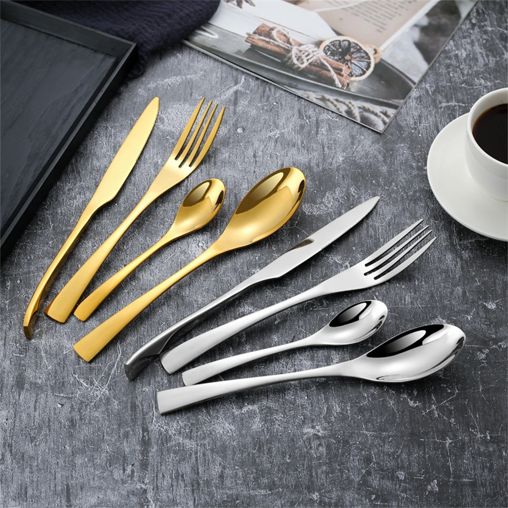 32Pcs Luxury Tableware Set Stainless Steel European Style Dinnerware Set Private Custom Logo Knife Fork Spoon Hight-end Cutlery