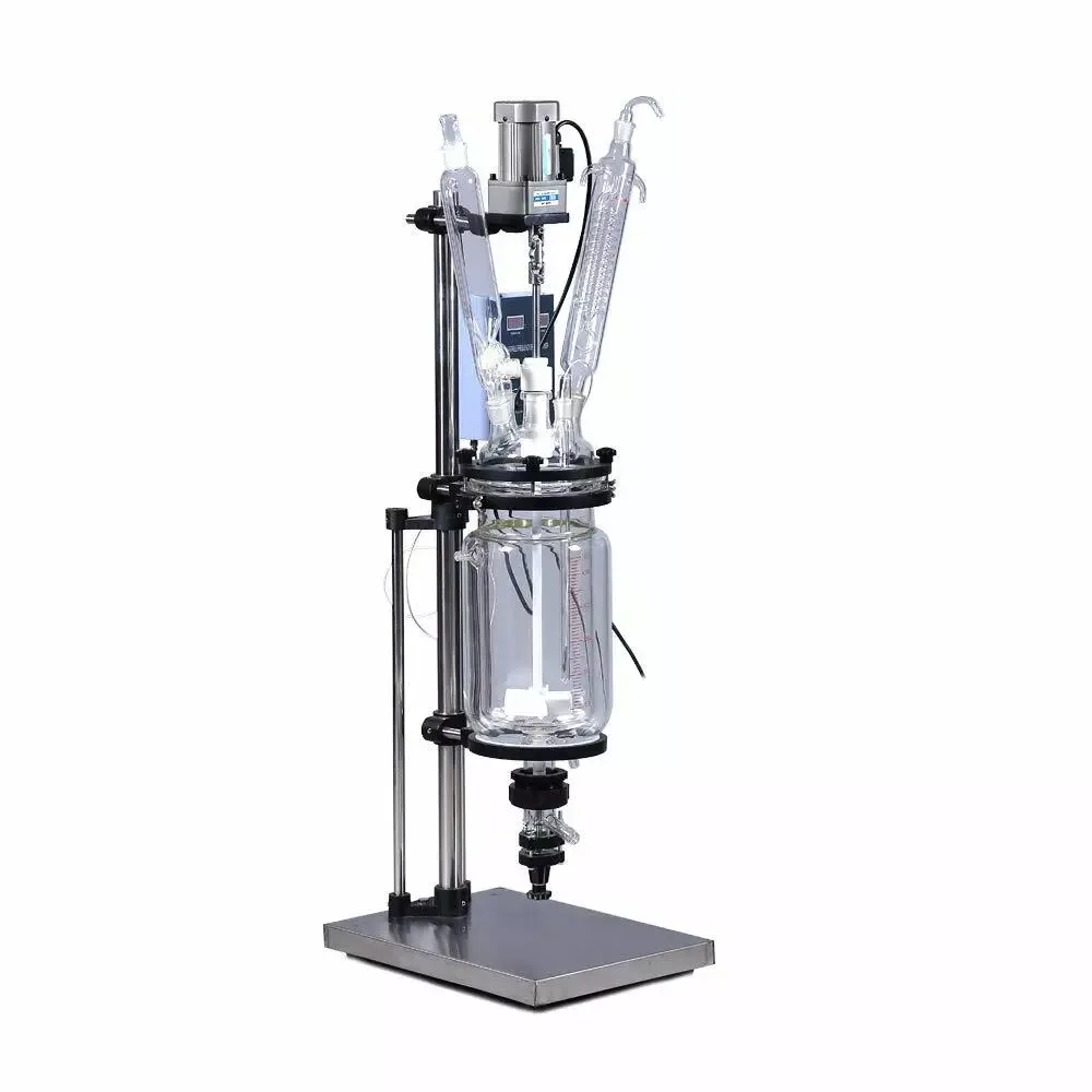 5L Laborator Double-Layer Glass Jacket Reactor Chemical Stirred Reaction Vessel