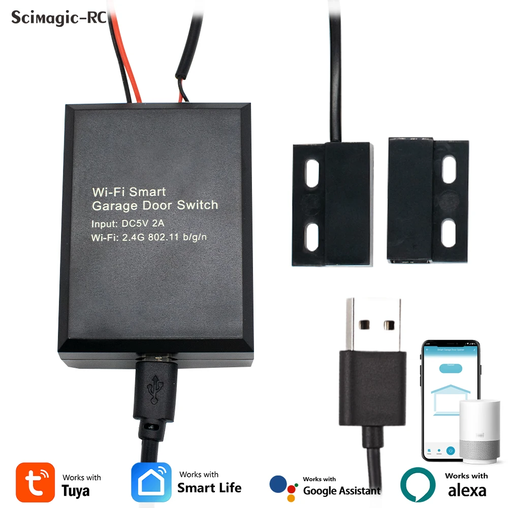 Moduł WiFi do inteligentnych bram garażowych z czujnikiem 5V DC, sterowanie głosowe Tuya Alexa do automatycznych bram skrzydłowych (nie wymaga huba) 1-10 szt.