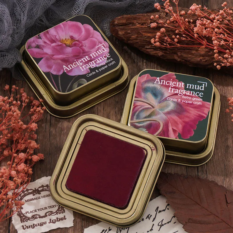 قطعة واحدة - وسادة حبر ريترو بلون سادة -8 وسادات حبر زيتية رائعة لصندوق حديد قديم، تستخدم للطوابع المطاطية والطوابع الخشبية وسجلات القصاصات بنفسك