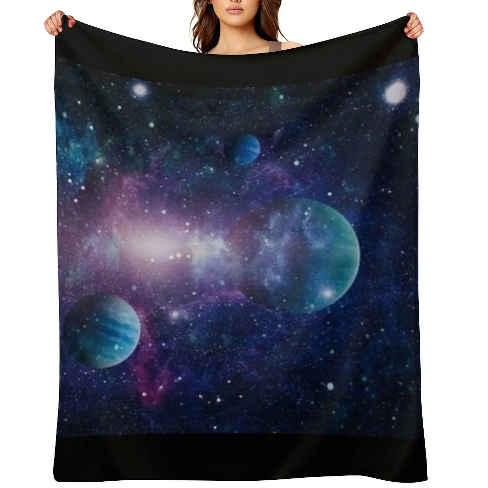 Manta cálida con diseño de planetas y estrellas para invierno, sofá gigante, ropa de cama de viaje para verano