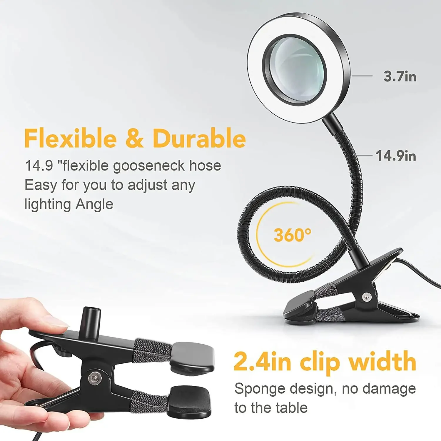 Durable4 Inch Ring Beauty Magnifying Glass Clip Light Makeup Beauty Eyebrow Manicure Filling Light