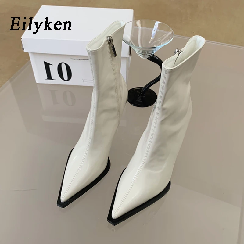 Eilyken Fashion Design Cozy Soft Leather Women Ankle Boots Pointed Toe Short Booties Sexy Stripper High Heels Shoes