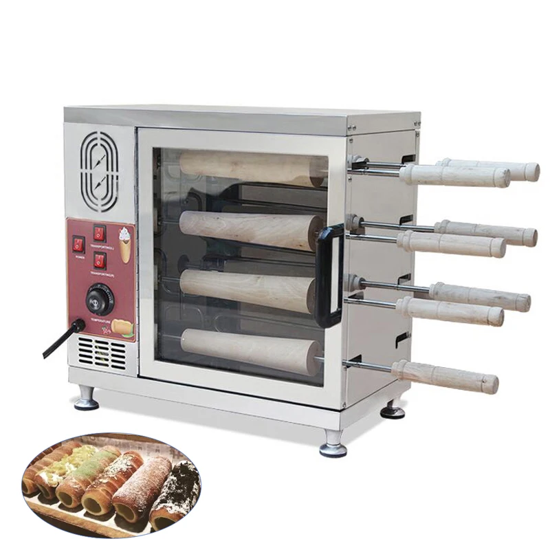 Electric Chimney Cake Kurtos Kalacs Machine Donut Doughnut Ice-Cream Cone Maker Hungary Trdelnik Chimney Bread Roll Machine