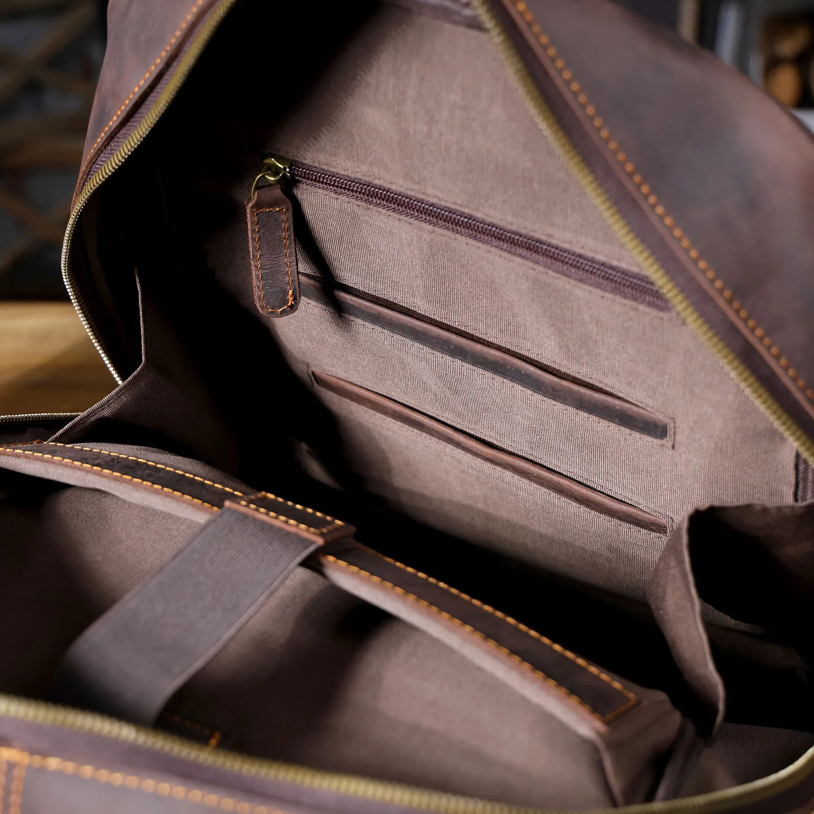 S.WORKER Vintage Echtleder Herrenrucksack Laptop-Tasche Casual Crazy-Horse Leder Schultasche Outdoor Weekender-Tasche – Detail 14