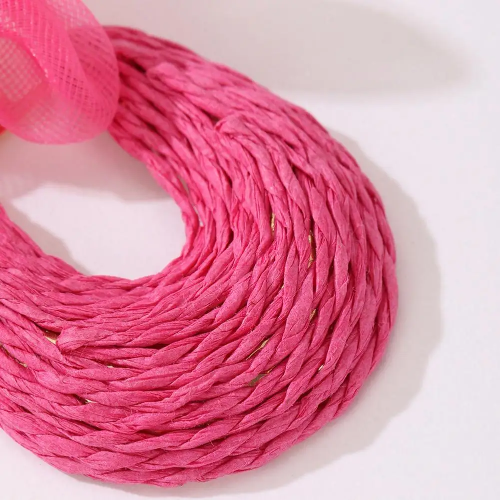 Lightweight Breathable Earrings Boho Raffia Flower Drop Earrings Handmade Rattan Statement Dangle Jewelry Summer Beach for Women
