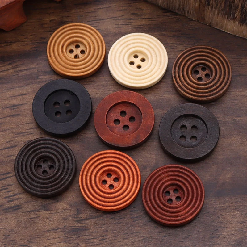 50 PCS DIY Wooden Buttons Sewing Accessories Child Clothing Needlework Shirts Decorative Buttons Handmade Crafts Kids Apparel