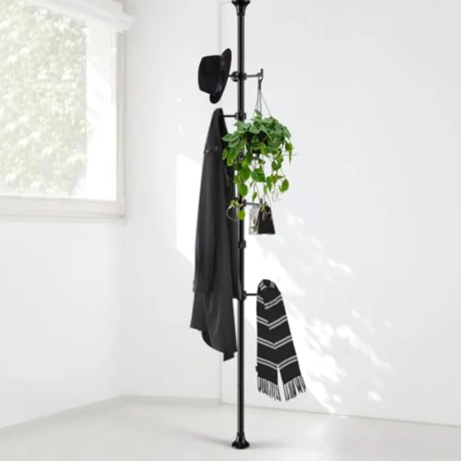 

Coat Rack Freestanding, 56 to 125 inch Adjustable Tension Rod Hanger with 12 Hooks for Hanging Coat, Plant, Jacket, Hat, Scarf,