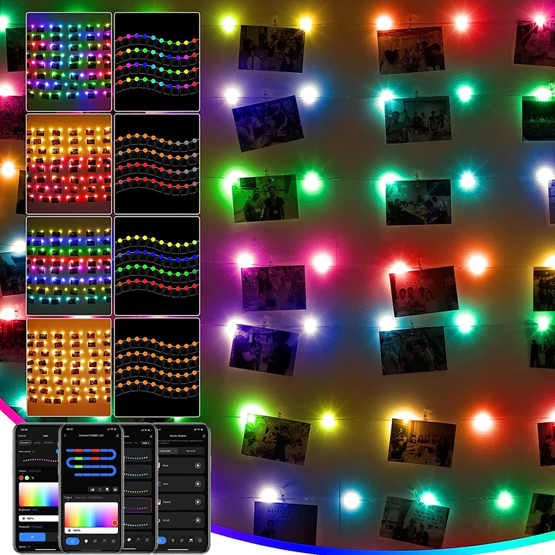 TUYA LED String Lights work with Alexa Google Assistant Music Sync WS2812B RGBIC Lighting Addressable Fairy String Lights