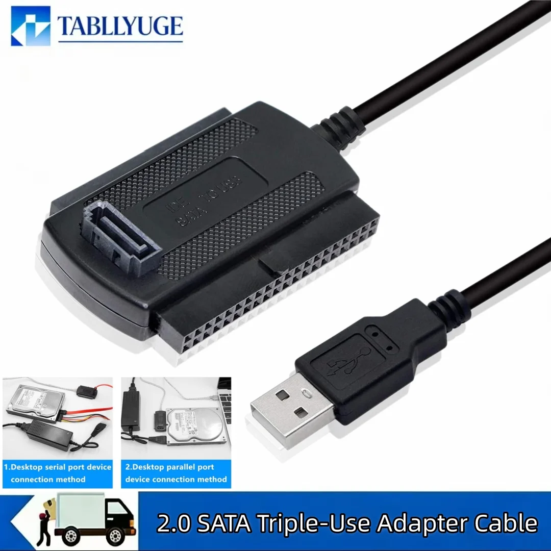 IDE SATA to USB 2.0 Adapter Cable 3 In 1 Hard Drive Reader for 2.5/3.5 Inch SATA IDE HDD SSD CD DVD ROM Data Recovery Converter