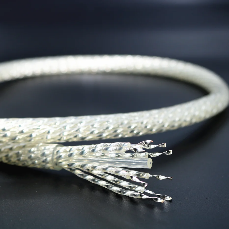 

High Fidelity Flat Copper Silver Plated Speaker Cable HiFi Lossless Audio Connection Wire Bulk Audiophile Cable Home Theater
