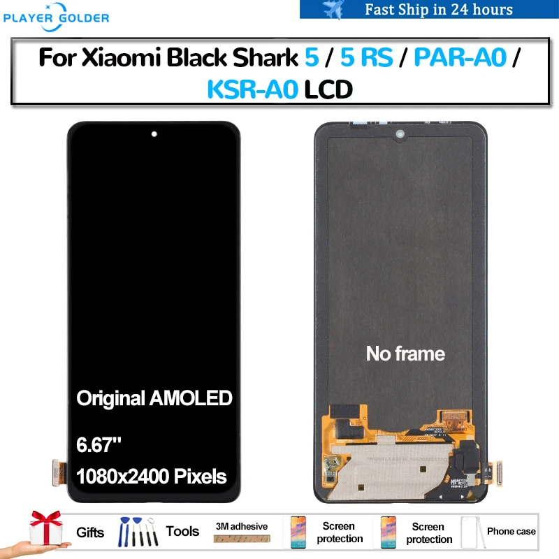 Original AMOLED For Xiaomi Black Shark 5 5 RS PAR-A0 KSR-A0 Pantalla lcd Display Touch Panel Screen Digitizer Assembly Parts