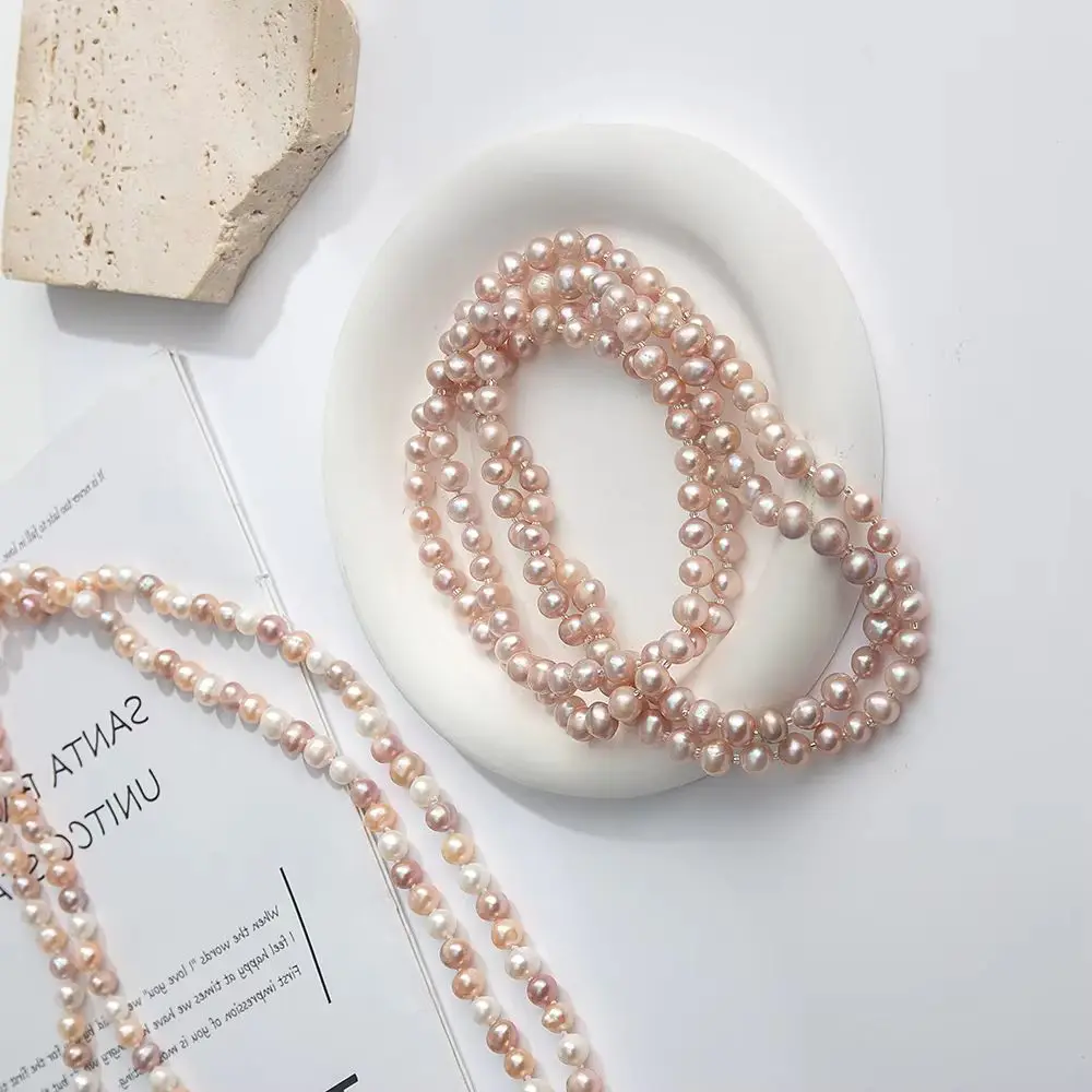 

Хит продаж: ожерелье из жемчуга «картофель» 7-8 мм, розово-фиолетовое, для женщин, цепочка для свитера, классическое летнее украшение