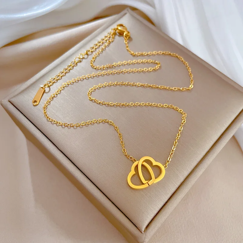 هيبوالرجينيك التيتانيوم الصلب الحد الأدنى القلب Lockbone سلسلة قلادة للنساء مجوهرات عصرية الإكسسوار